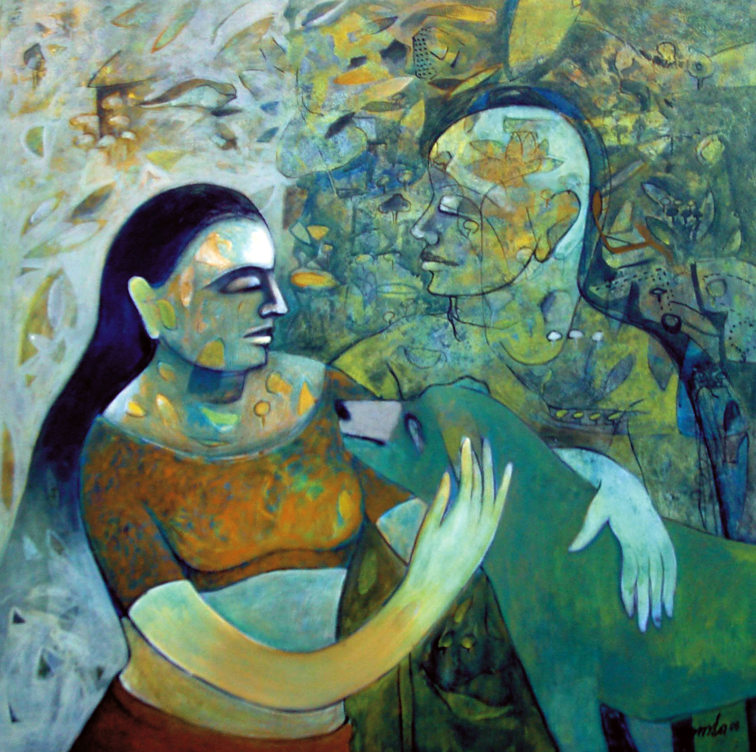 Couple With Dog by Braj Mohan Arya